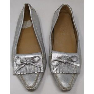 The Original Car Shoe‎ Women's Silver Ballet Flats Driving Loafers Size 39 VTG